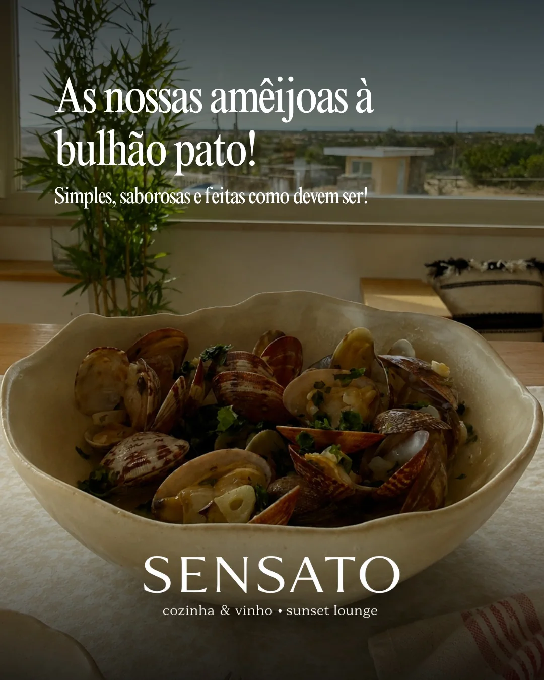 Amêijoas à Bulhão Pato servidas no restaurante Sensato